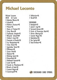 1996 Michael Loconto Decklist Card [World Championship Decks] | Good Games Adelaide SA