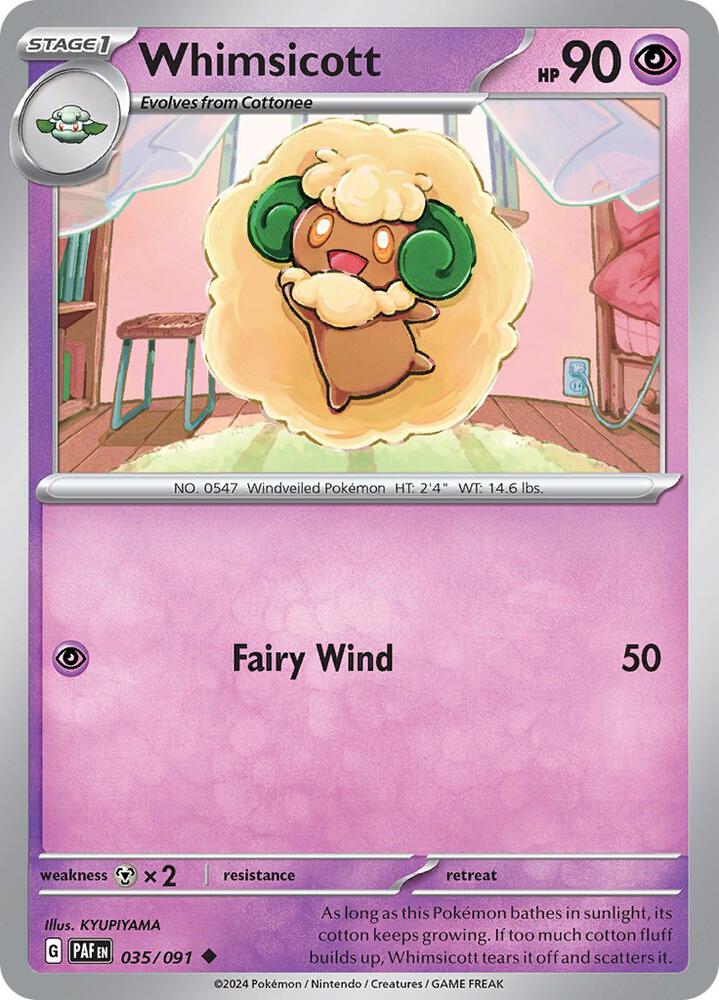 Whimsicott 035/091 (SV: Paldean Fates)  - Reverse Holofoil | Good Games Adelaide SA