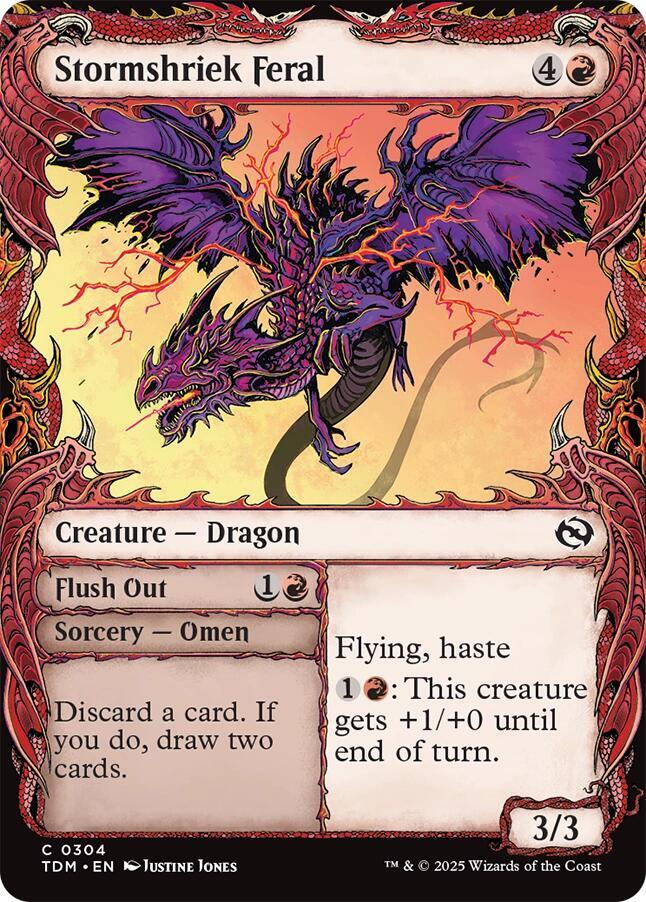 Stormshriek Feral // Flush Out 304 (Tarkir: Dragonstorm)  - Foil | Good Games Adelaide SA