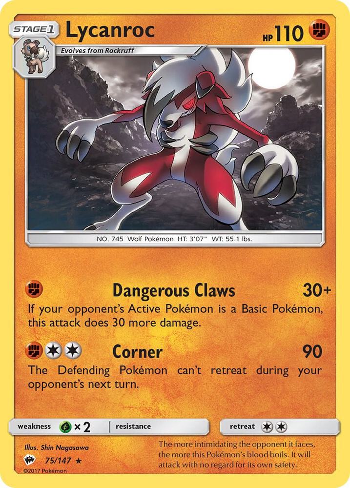Lycanroc 75/147 (SM - Burning Shadows)  - Holofoil | Good Games Adelaide SA
