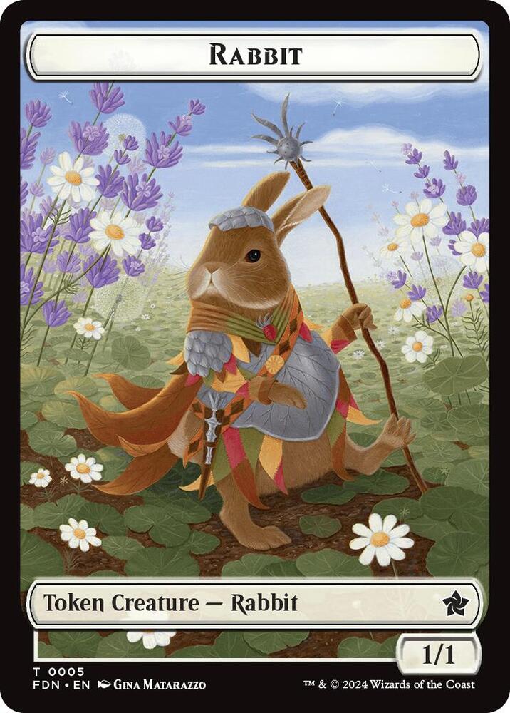 Rabbit Soldier Double Sided Token 5 // 6 (Foundations)  - Foil | Good Games Adelaide SA