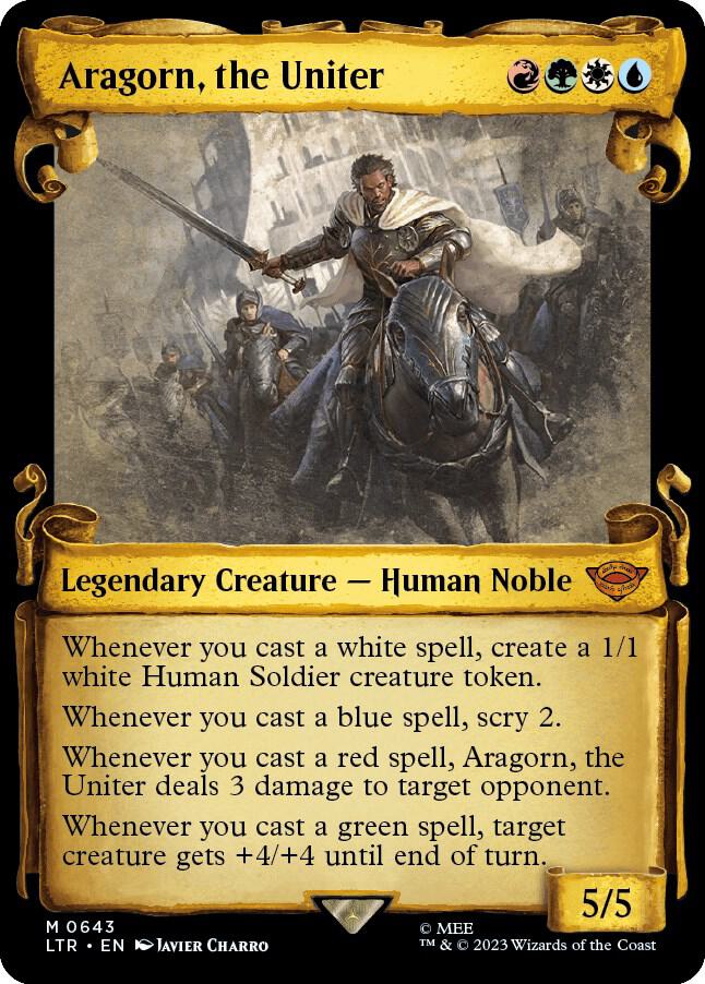 Aragorn, the Uniter 643 (Universes Beyond: The Lord of the Rings: Tales of Middle-earth)  - Showcase Scroll Foil | Good Games Adelaide SA