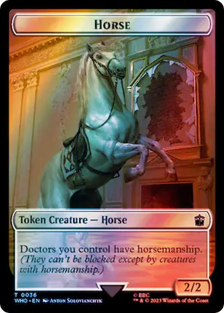 Horse Clue 0053 Double Sided Token Surge Foil 36 // 53 (Universes Beyond: Doctor Who)  - Foil | Good Games Adelaide SA