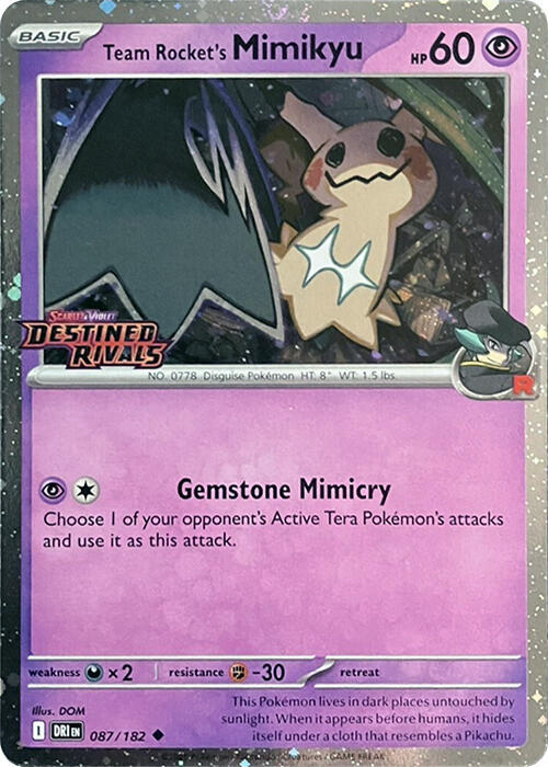 Team Rocket's Mimikyu Prerelease 087/182 (SV10: Destined Rivals)  - Cosmo Holo | Good Games Adelaide SA