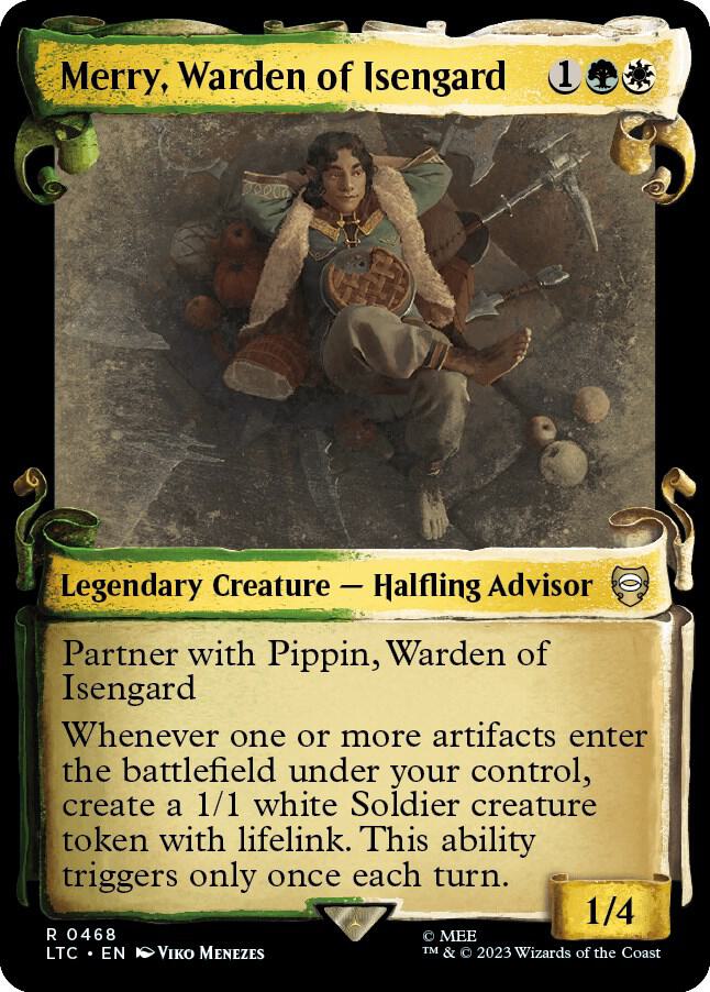 Merry, Warden of Isengard 468 (Commander: The Lord of the Rings: Tales of Middle-earth)  - Showcase Scroll Foil | Good Games Adelaide SA