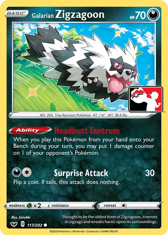 Galarian Zigzagoon Series 1 117/202 (Prize Pack Series Cards)  - Holofoil | Good Games Adelaide SA