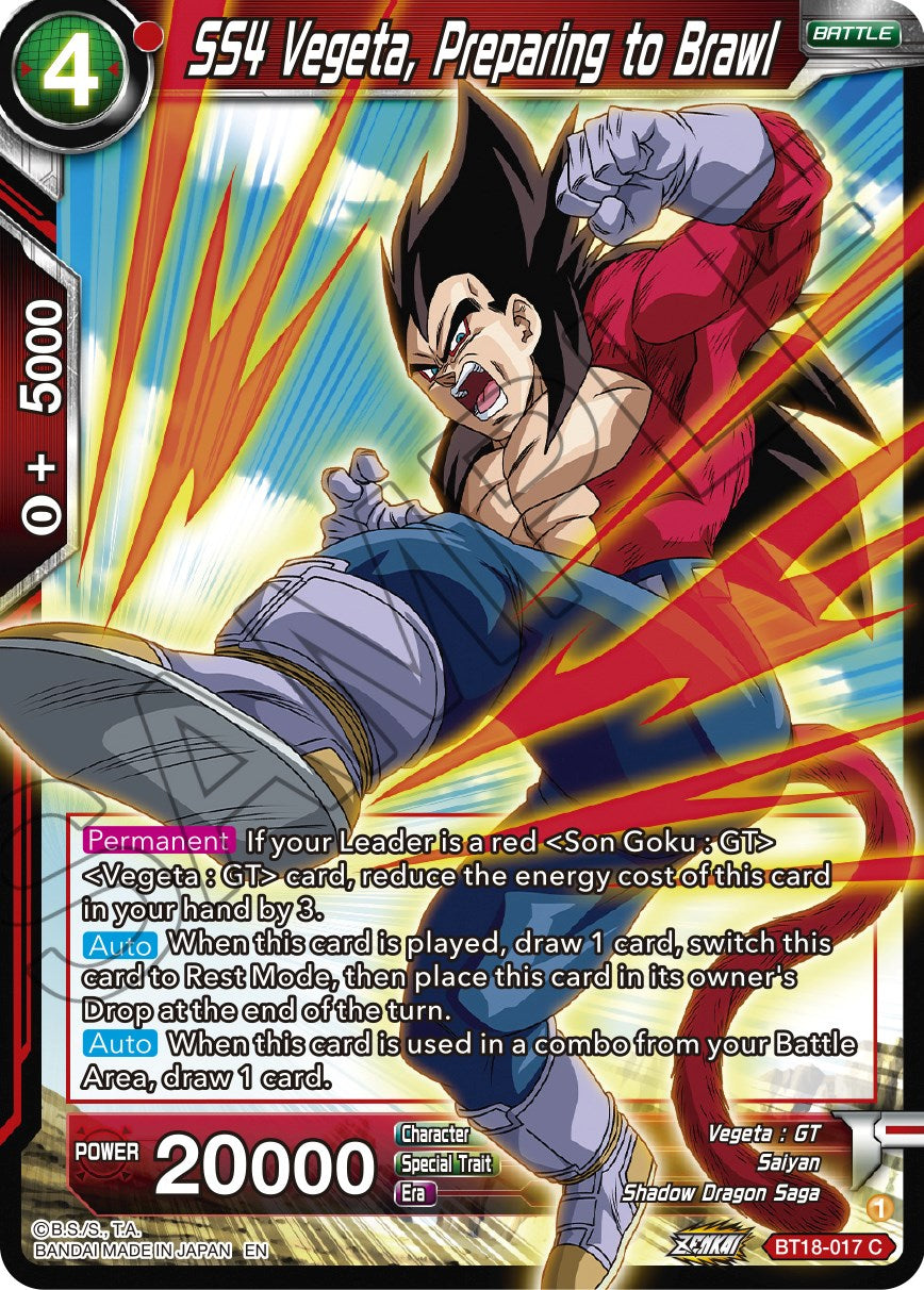 SS4 Vegeta, Preparing to Brawl (BT18-017) [Dawn of the Z-Legends] | Good Games Adelaide SA