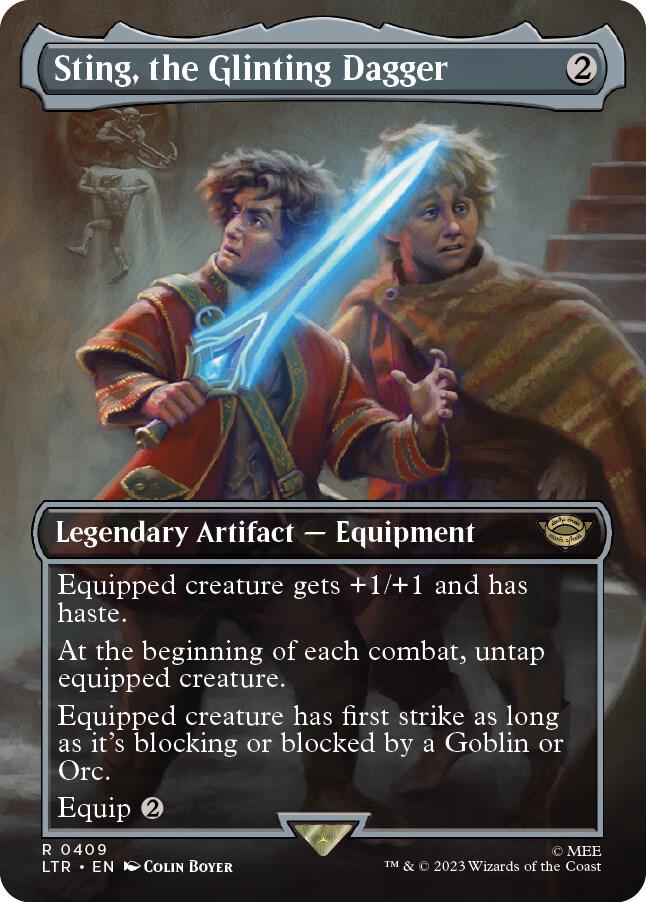 Sting, the Glinting Dagger 409 (Universes Beyond: The Lord of the Rings: Tales of Middle-earth)  - Borderless Foil | Good Games Adelaide SA