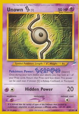 Unown [S] (87/105) [Neo Destiny Unlimited] | Good Games Adelaide SA
