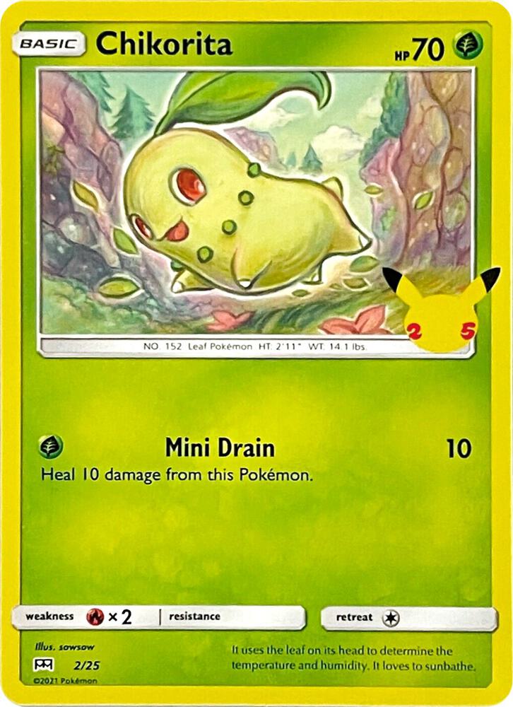 Chikorita 002/025 (McDonald's 25th Anniversary Promos)  - Holofoil | Good Games Adelaide SA