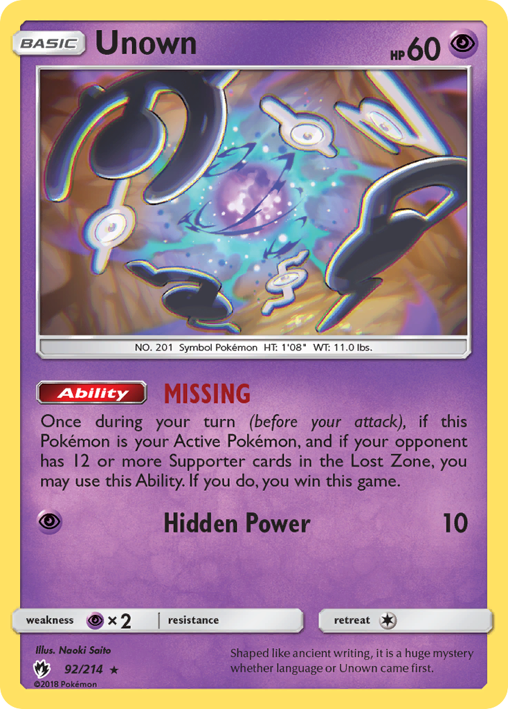 Unown (92/214) [Sun & Moon: Lost Thunder] | Good Games Adelaide SA