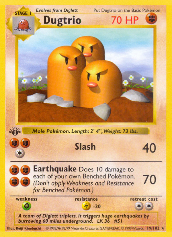 Dugtrio (19/102) (Shadowless) [Base Set 1st Edition] | Good Games Adelaide SA