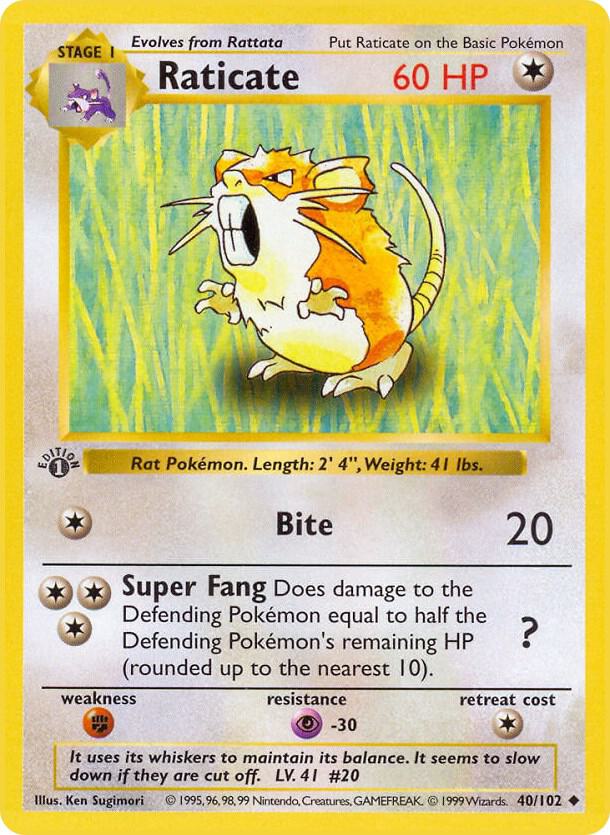 Raticate 040/102 (Base Set (Shadowless))  - 1st Edition | Good Games Adelaide SA