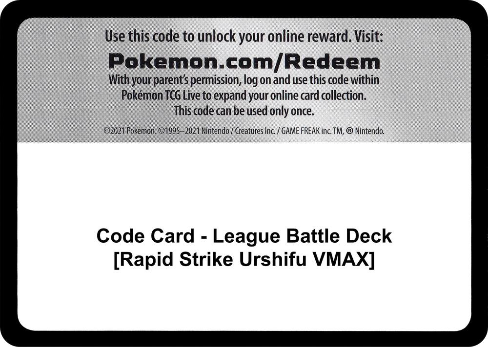 Code Card League Battle Deck Rapid Strike Urshifu VMAX  (Miscellaneous Cards & Products)  | Good Games Adelaide SA