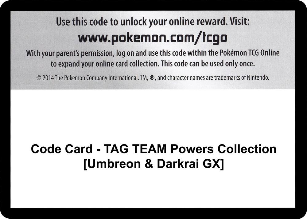 Code Card TAG TEAM Powers Collection Umbreon and Darkrai GX  (Miscellaneous Cards & Products)  | Good Games Adelaide SA