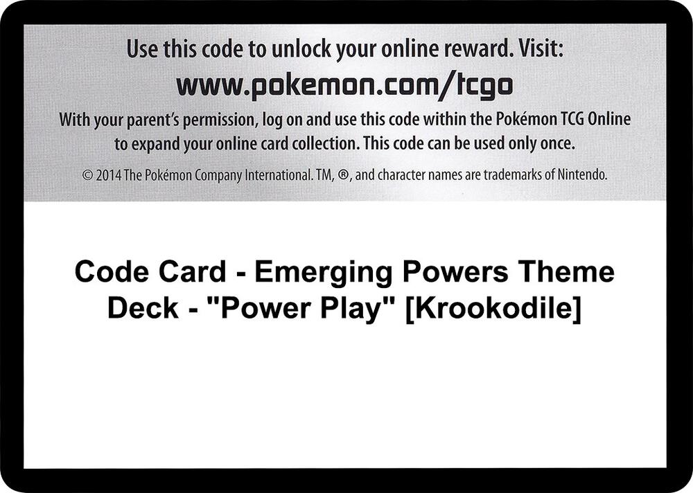 Code Card Emerging Powers Theme Deck Power Play Krookodile  (Emerging Powers)  | Good Games Adelaide SA