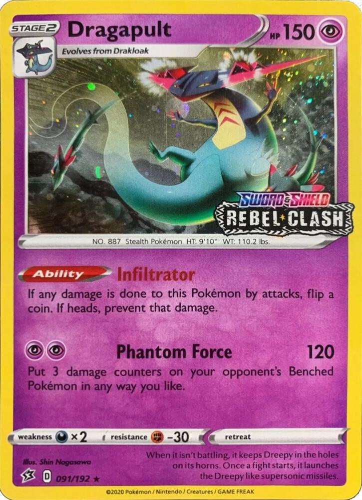Dragapult Rebel Clash 091/192 (Miscellaneous Cards & Products)  - Holofoil | Good Games Adelaide SA