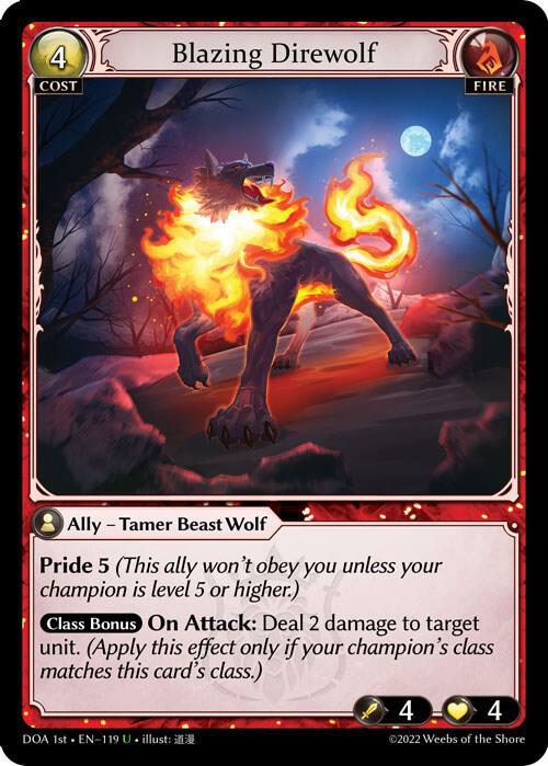 Blazing Direwolf 119 (Dawn of Ashes 1st Edition)  - Foil | Good Games Adelaide SA