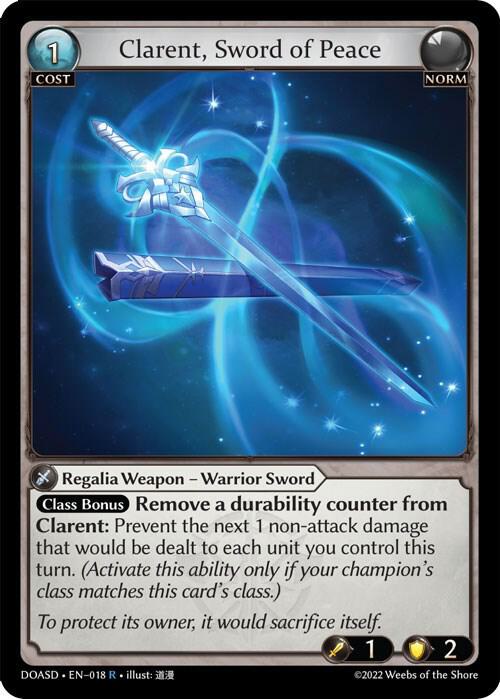 Clarent Sword of Peace 018 (Dawn of Ashes Starter Decks)  | Good Games Adelaide SA