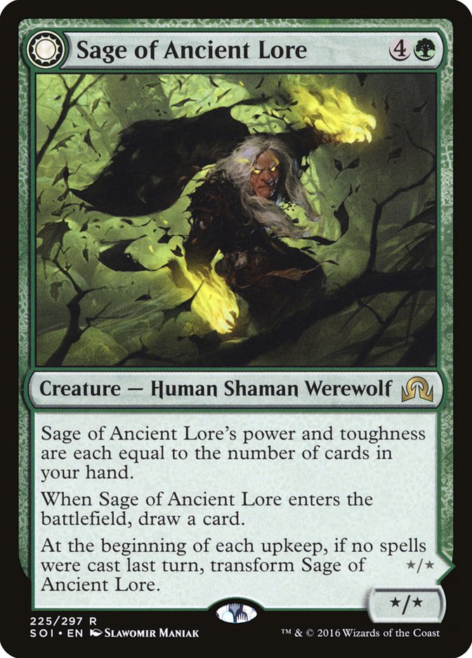Sage of Ancient Lore // Werewolf of Ancient Hunger 225 (Shadows over Innistrad)  | Good Games Adelaide SA
