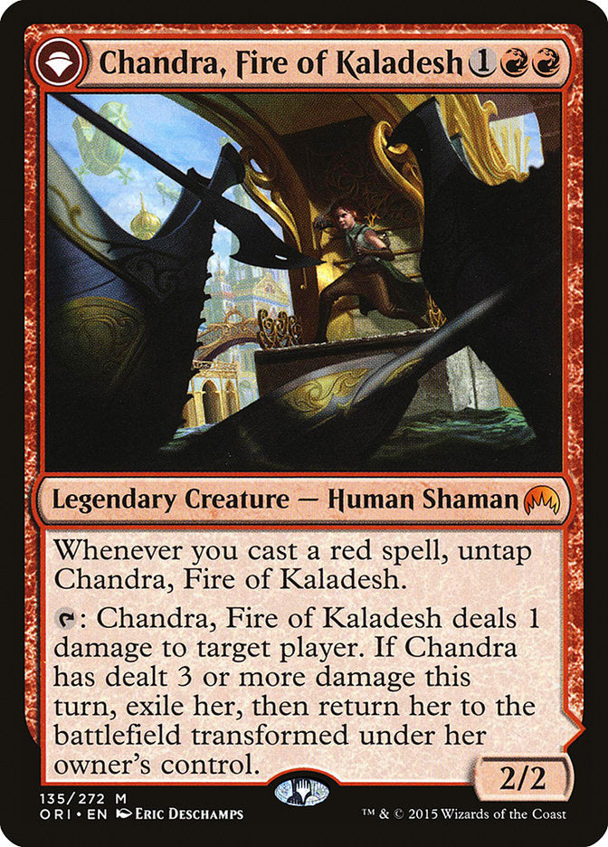 Chandra, Fire of Kaladesh // Chandra, Roaring Flame 135 (Magic Origins)  - Foil | Good Games Adelaide SA