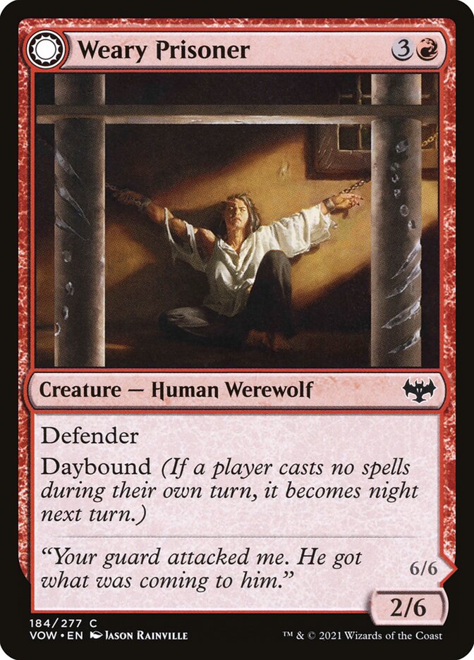 Weary Prisoner // Wrathful Jailbreaker 184 (Innistrad: Crimson Vow)  - Foil | Good Games Adelaide SA