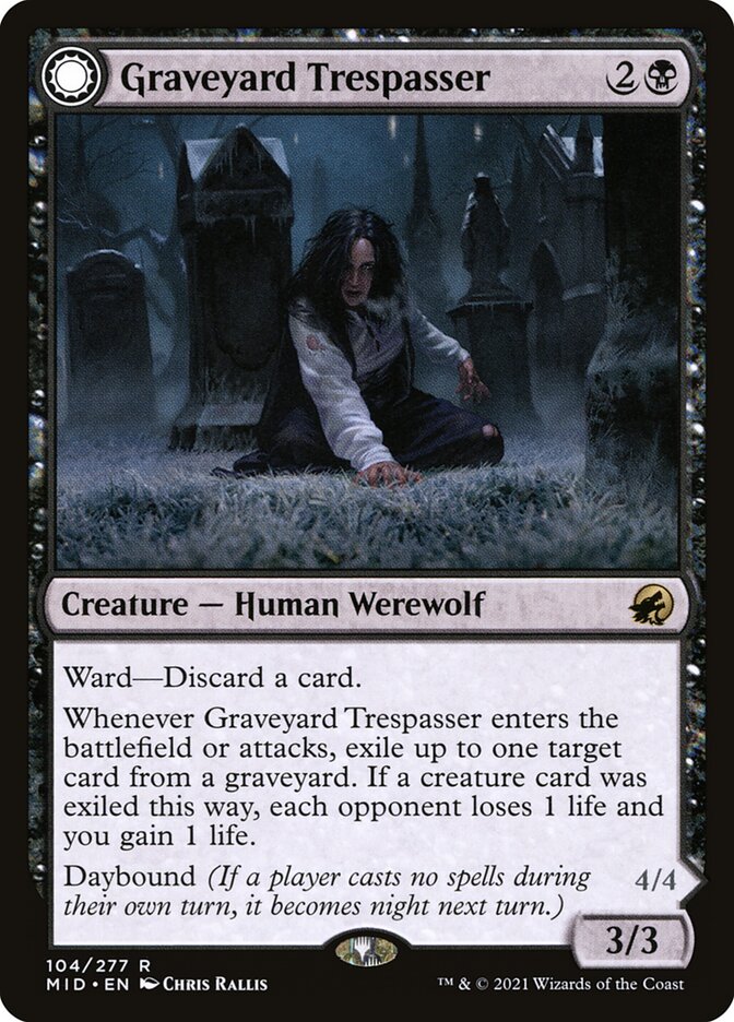 Graveyard Trespasser // Graveyard Glutton 104 (Innistrad: Midnight Hunt)  | Good Games Adelaide SA