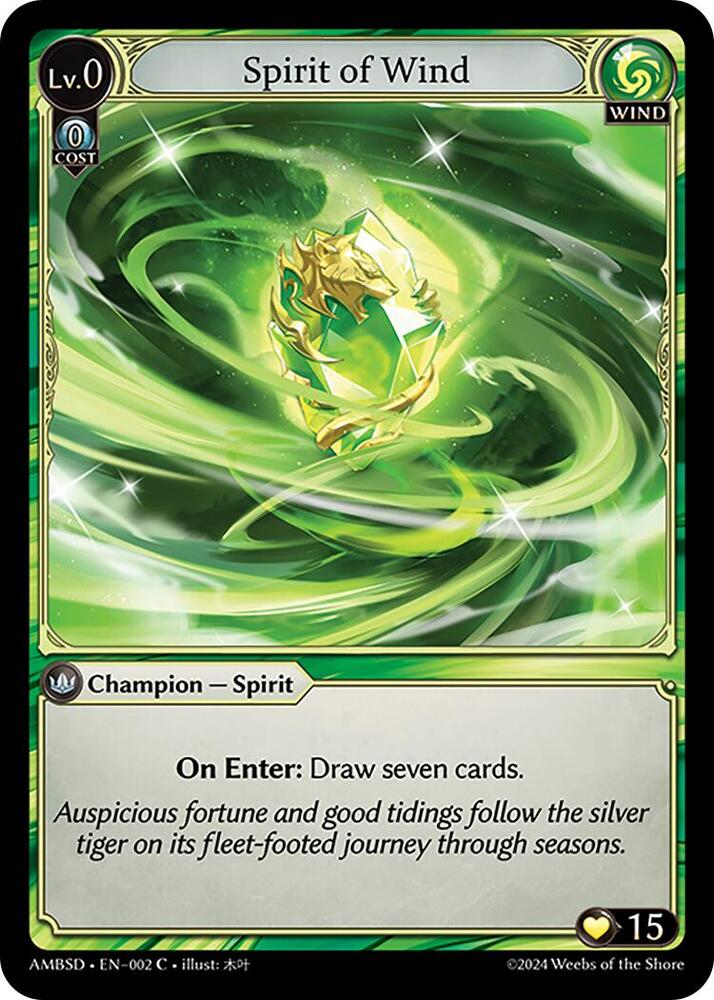 Spirit of Wind 002 (Mortal Ambition Starter Decks)  | Good Games Adelaide SA
