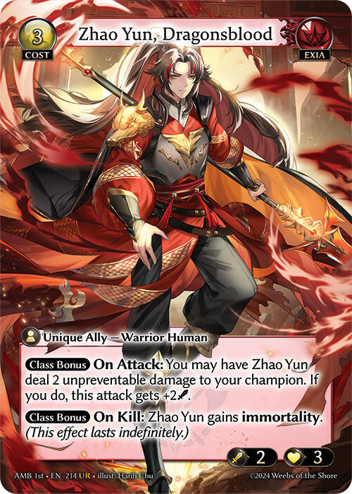 Zhao Yun Dragonsblood 214 (Mortal Ambition)  | Good Games Adelaide SA