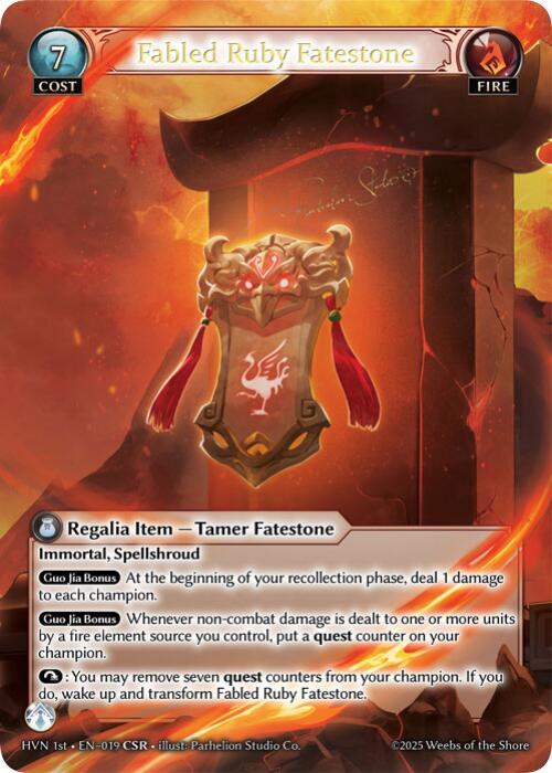 Fabled Ruby Fatestone Suzaku Vermillion Phoenix CSR 019 (Abyssal Heaven)  - Foil | Good Games Adelaide SA