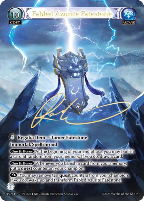 Fabled Azurite Fatestone Seiryuu Azure Dragon CSR 027 (Abyssal Heaven)  - Foil | Good Games Adelaide SA