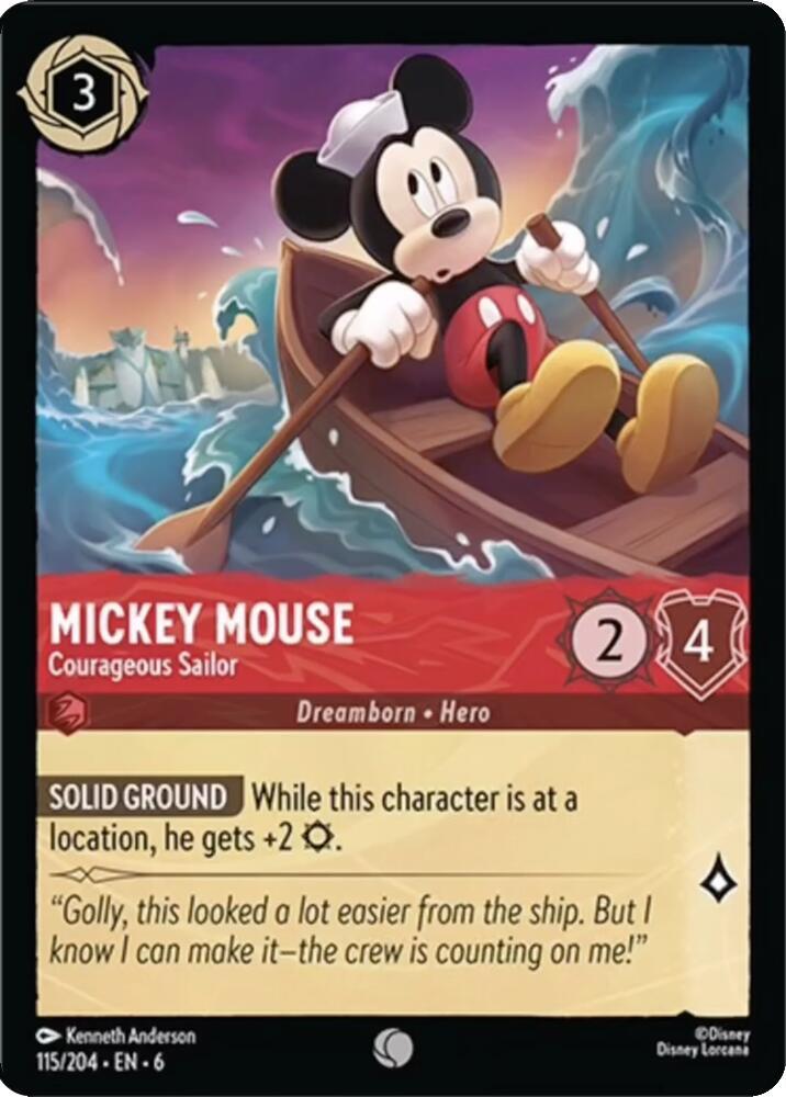 Mickey Mouse Courageous Sailor 115/204 (Azurite Sea)  - Cold Foil | Good Games Adelaide SA
