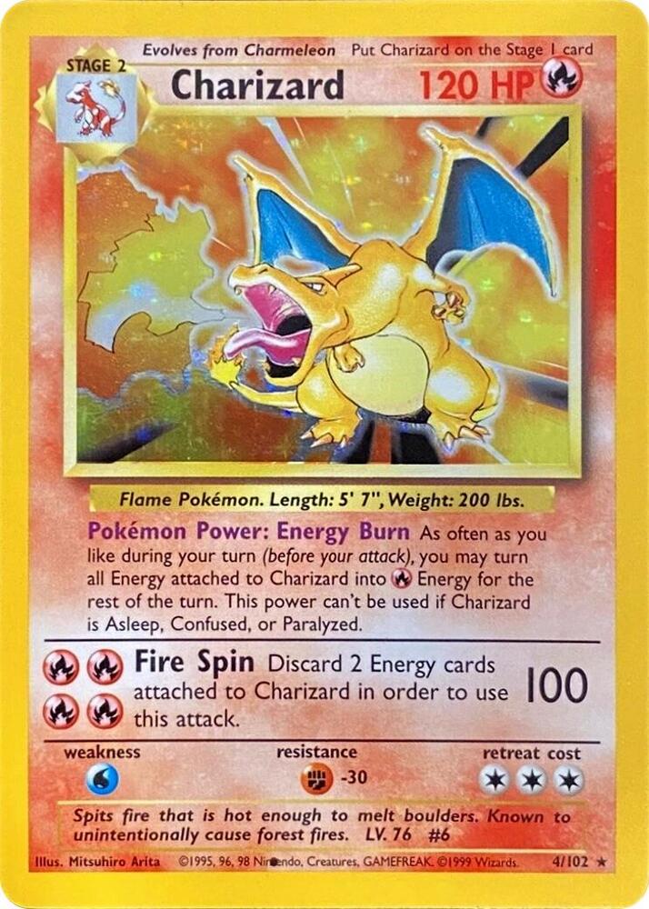 Charizard Black Dot Error 004/102 (Base Set)  - Holofoil | Good Games Adelaide SA