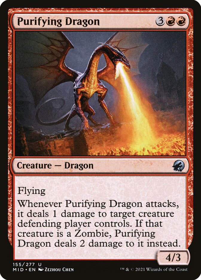 Purifying Dragon 155 (Innistrad: Midnight Hunt)  - Foil | Good Games Adelaide SA