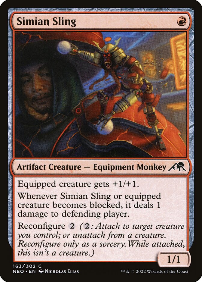 Simian Sling 163 (Kamigawa: Neon Dynasty)  - Foil | Good Games Adelaide SA