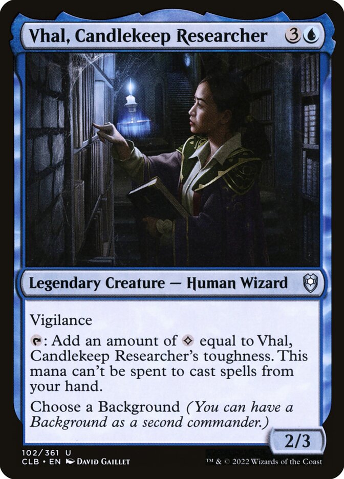 Vhal, Candlekeep Researcher 102 (Commander Legends: Battle for Baldur's Gate)  - Foil | Good Games Adelaide SA