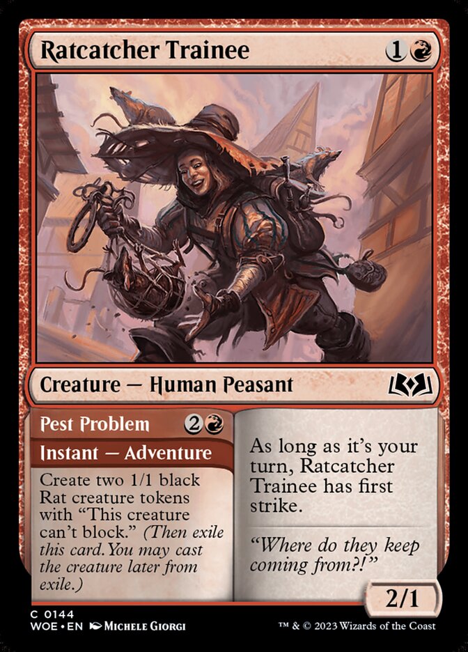 Ratcatcher Trainee // Pest Problem 144 (Wilds of Eldraine)  - Foil | Good Games Adelaide SA