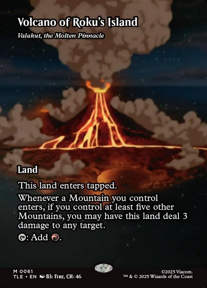 Volcano of Rokus Island Valakut the Molten Pinnacle Borderless 61 (Avatar: The Last Airbender: Eternal-Legal)  - Borderless Foil | Good Games Adelaide SA