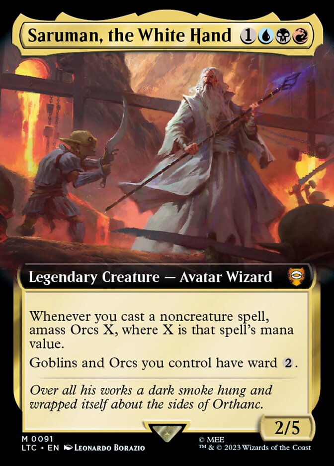 Saruman, the White Hand 91 (Commander: The Lord of the Rings: Tales of Middle-earth)  - Extended Art Foil | Good Games Adelaide SA