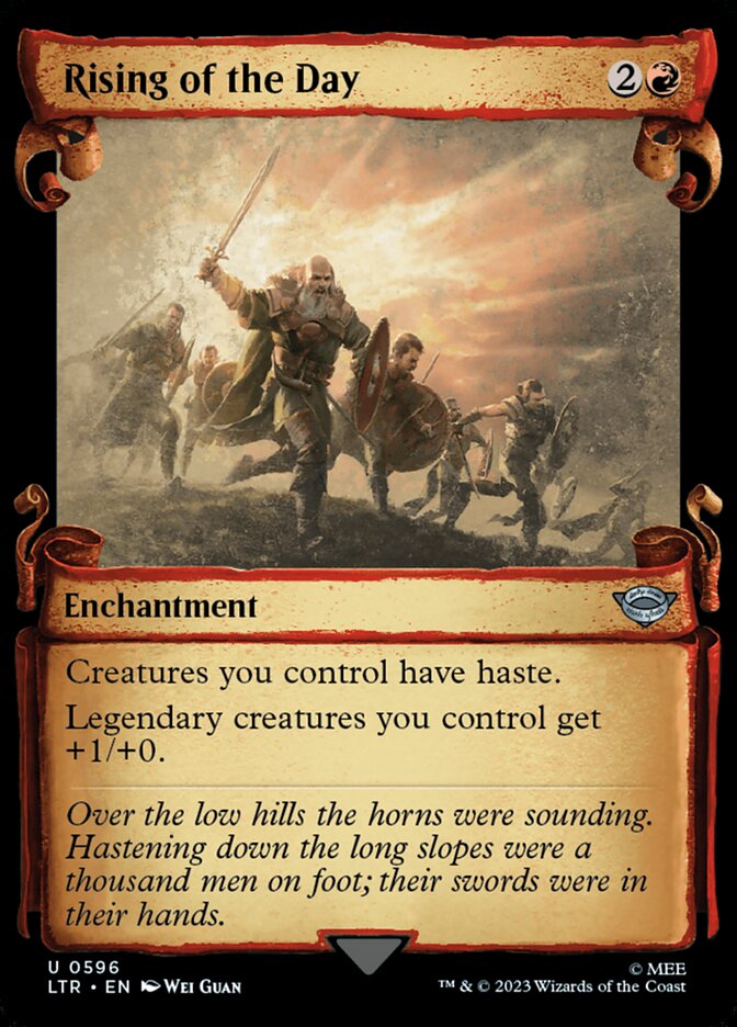 Rising of the Day 596 (Universes Beyond: The Lord of the Rings: Tales of Middle-earth)  - Showcase Scroll Foil | Good Games Adelaide SA