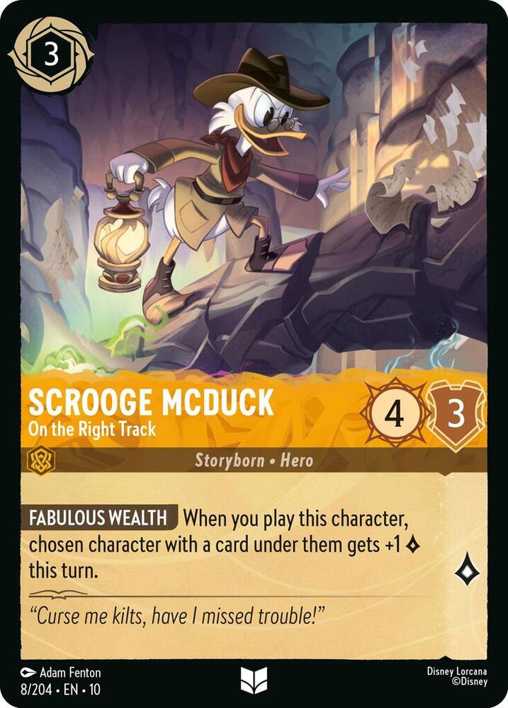 Scrooge McDuck On the Right Track 8/204 (Whispers in the Well)  - Cold Foil | Good Games Adelaide SA