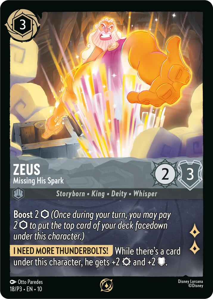 Zeus Missing His Spark 18 (Disney Lorcana Promo Cards)  - Cold Foil | Good Games Adelaide SA