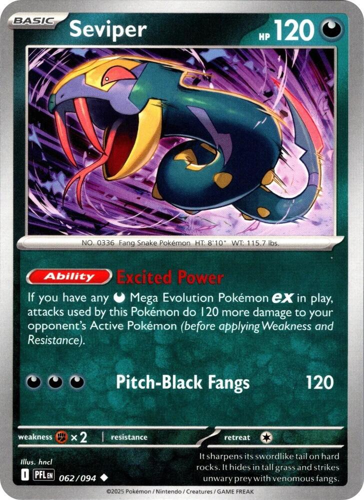 Seviper 062/094 (ME02: Phantasmal Flames)  - Reverse Holofoil | Good Games Adelaide SA