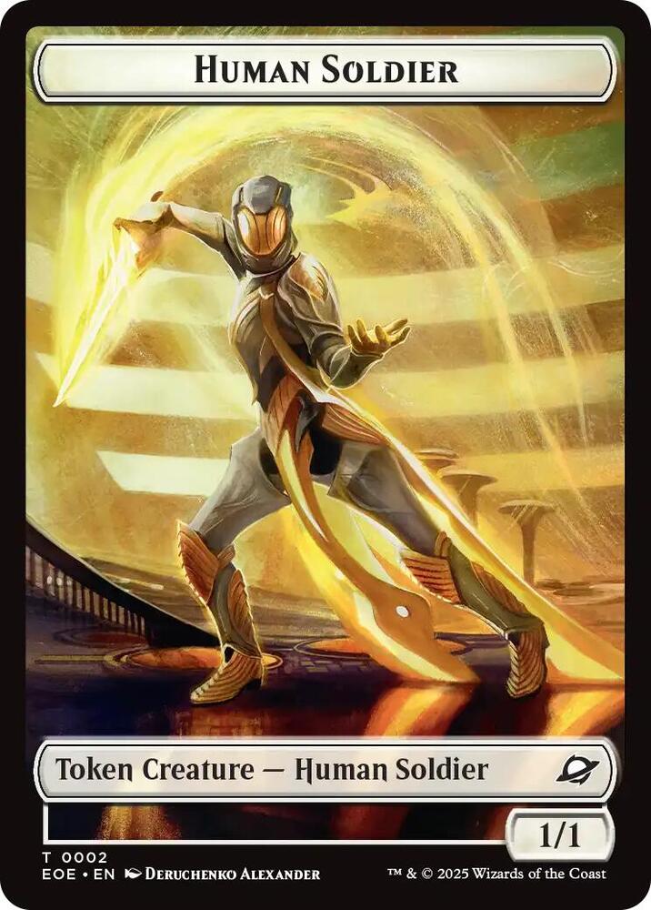 Human Soldier Lander Doubled Sided Token 2 // 7 (Edge of Eternities)  - Foil | Good Games Adelaide SA