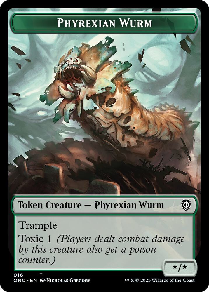 Phyrexian Wurm Phyrexian Insect Double Sided Token 16 // 15 (Commander: Phyrexia: All Will Be One)  | Good Games Adelaide SA
