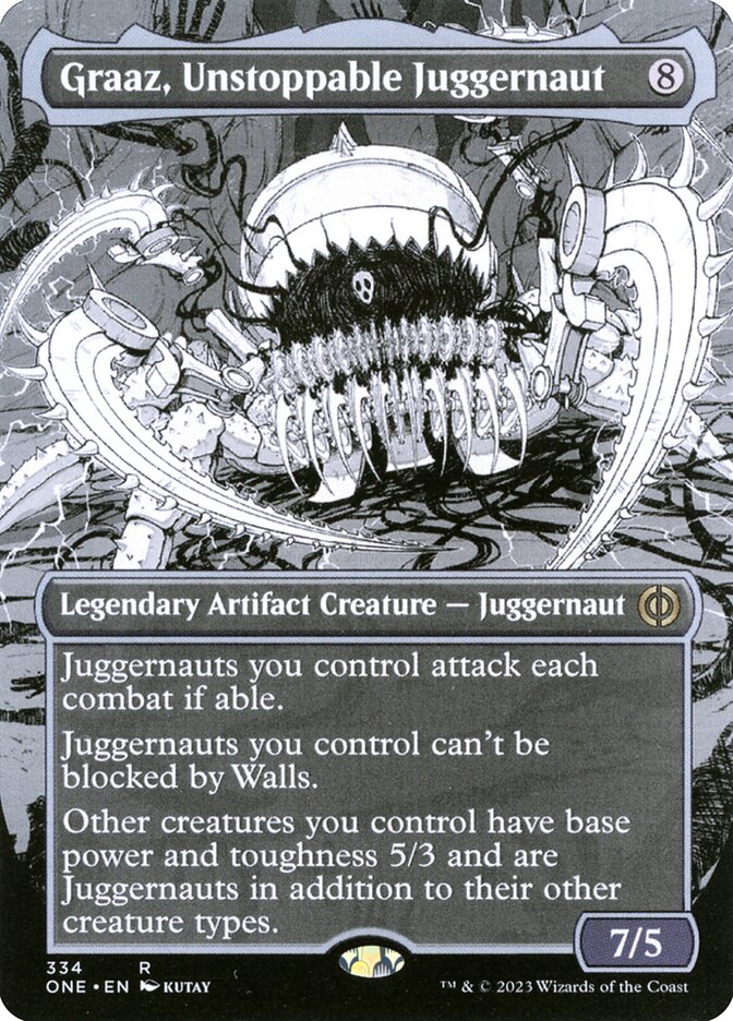 Graaz, Unstoppable Juggernaut 334/271 (Phyrexia: All Will Be One)  - Borderless Foil | Good Games Adelaide SA