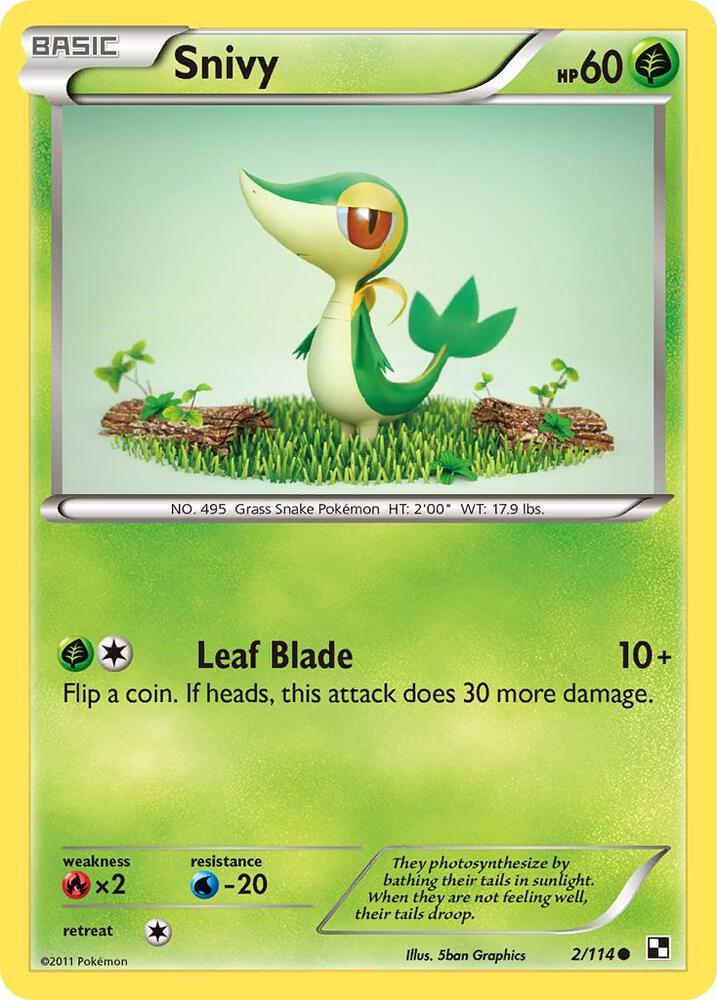 Snivy 2/114 (Black and White)  - Reverse Holofoil | Good Games Adelaide SA