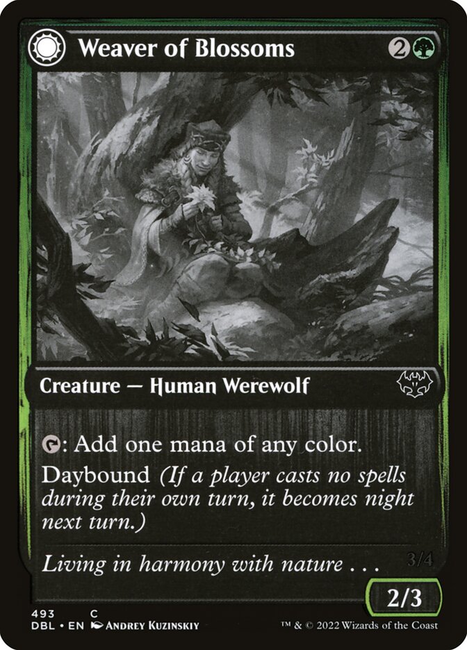 Weaver of Blossoms // Blossom-Clad Werewolf 493 (Innistrad: Double Feature)  - Foil | Good Games Adelaide SA