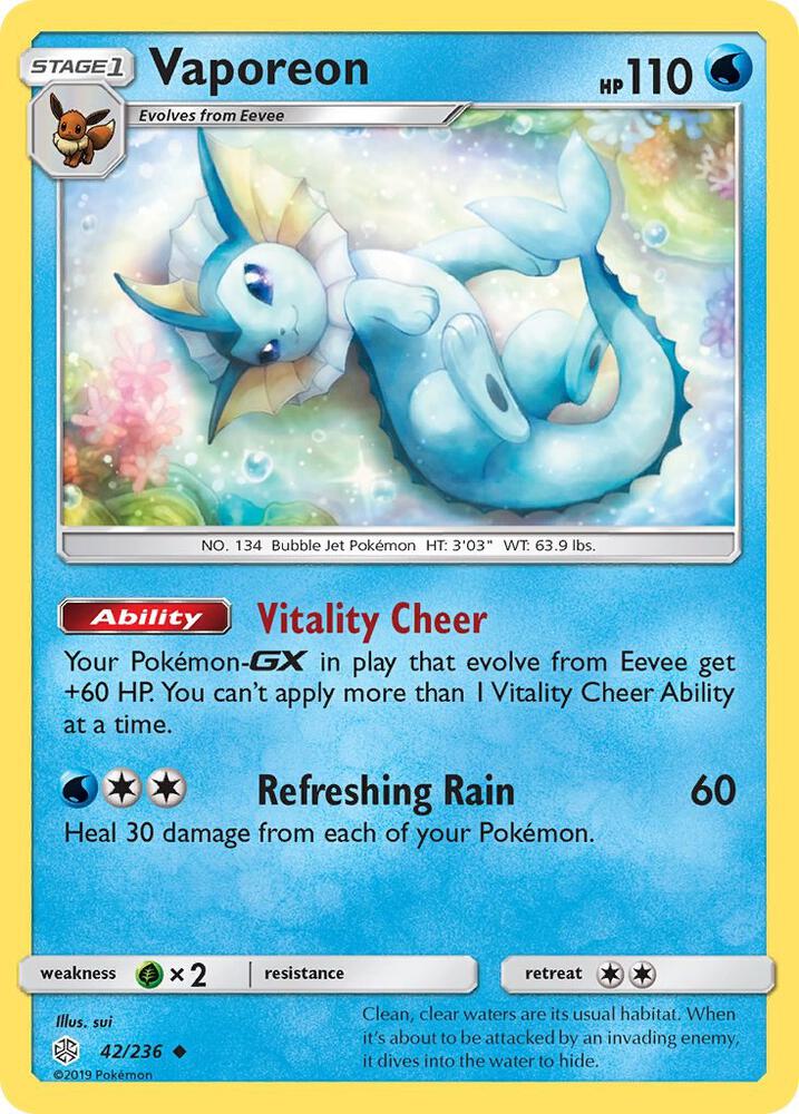 Vaporeon 42/236 (SM - Cosmic Eclipse)  | Good Games Adelaide SA