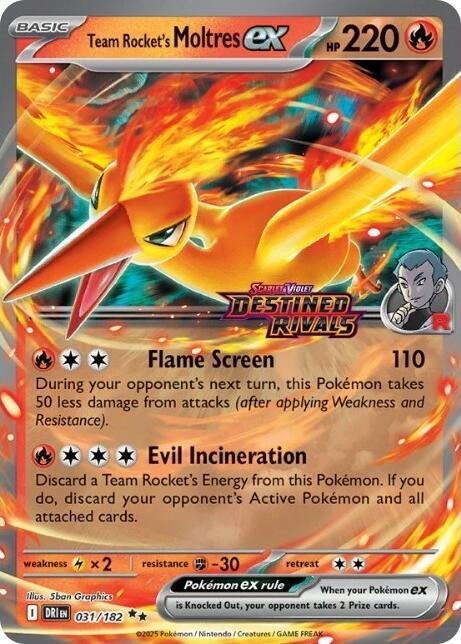 Team Rocket's Moltres ex Destined Rivals Stamp 031/182 (Miscellaneous Cards & Products)  - Holofoil | Good Games Adelaide SA